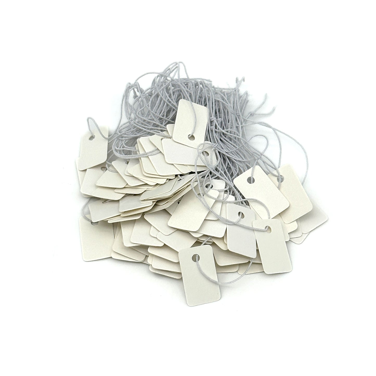 0.6" x 1" White Paper Elastic String Price Tags