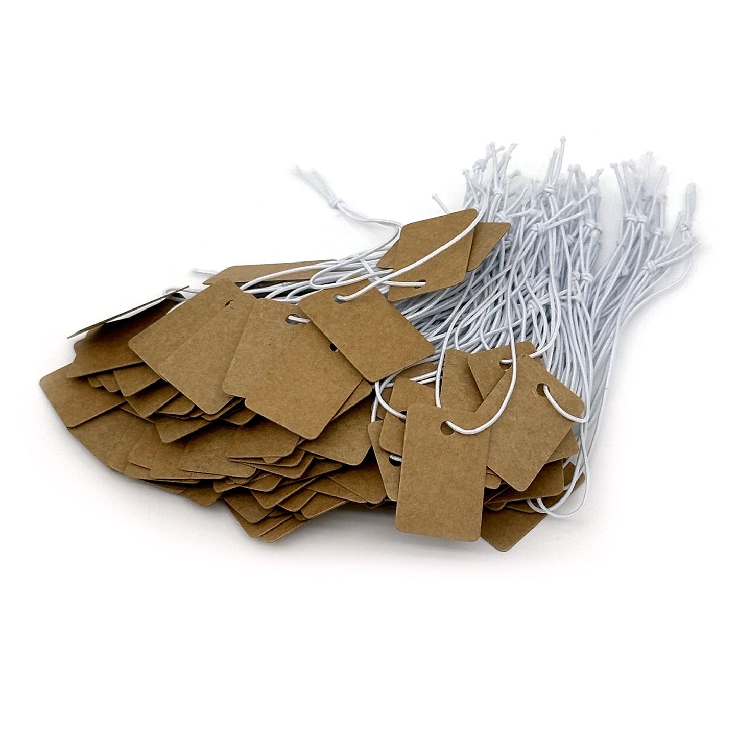 0.8" x 1.2" Kraft Paper Elastic String Price Tags