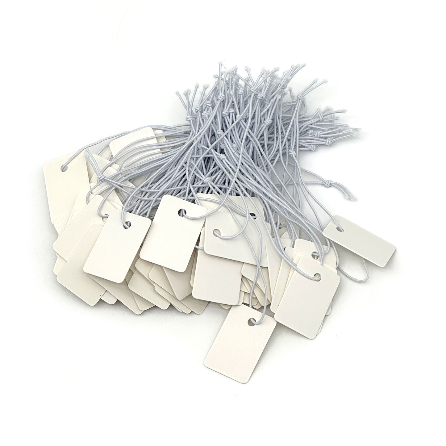 0.8" x 1.2" White Paper Elastic String Price Tags