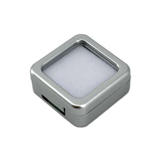 1 1/2" x 1 1/2" Silver Plastic Gemstone Box with White Foam Interior