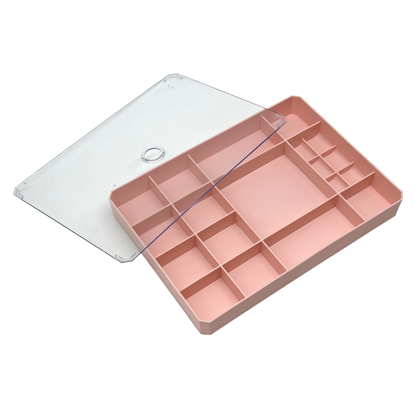 10 1/4" x 7 1/4" Pink Plastic Compartment Storage Case with Lid