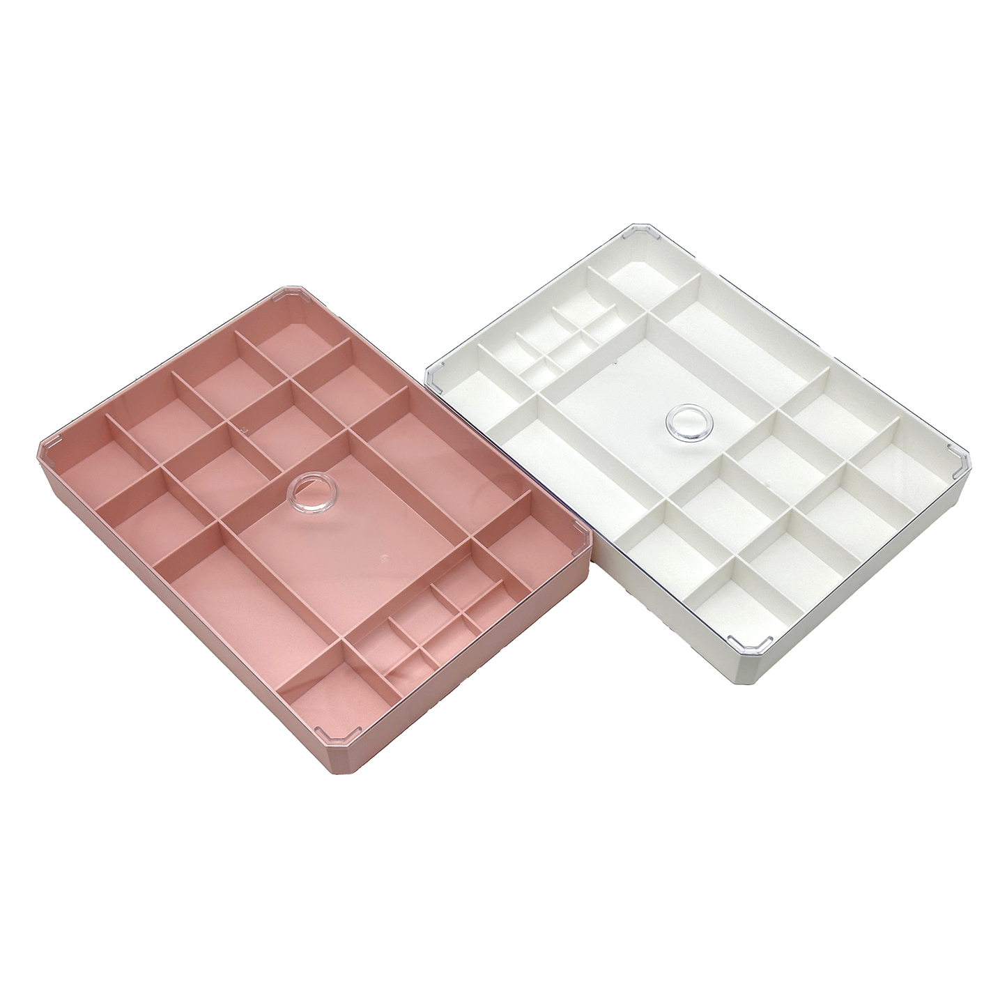 10 1/4" x 7 1/4" Pink Plastic Compartment Storage Case with Lid