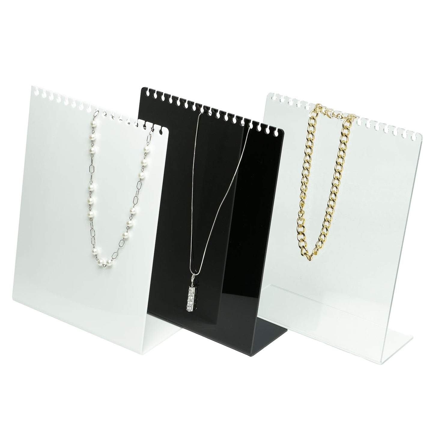 10 1/4" x 7 7/8" Clear Acrylic Necklace Display Stand with 17 Notches