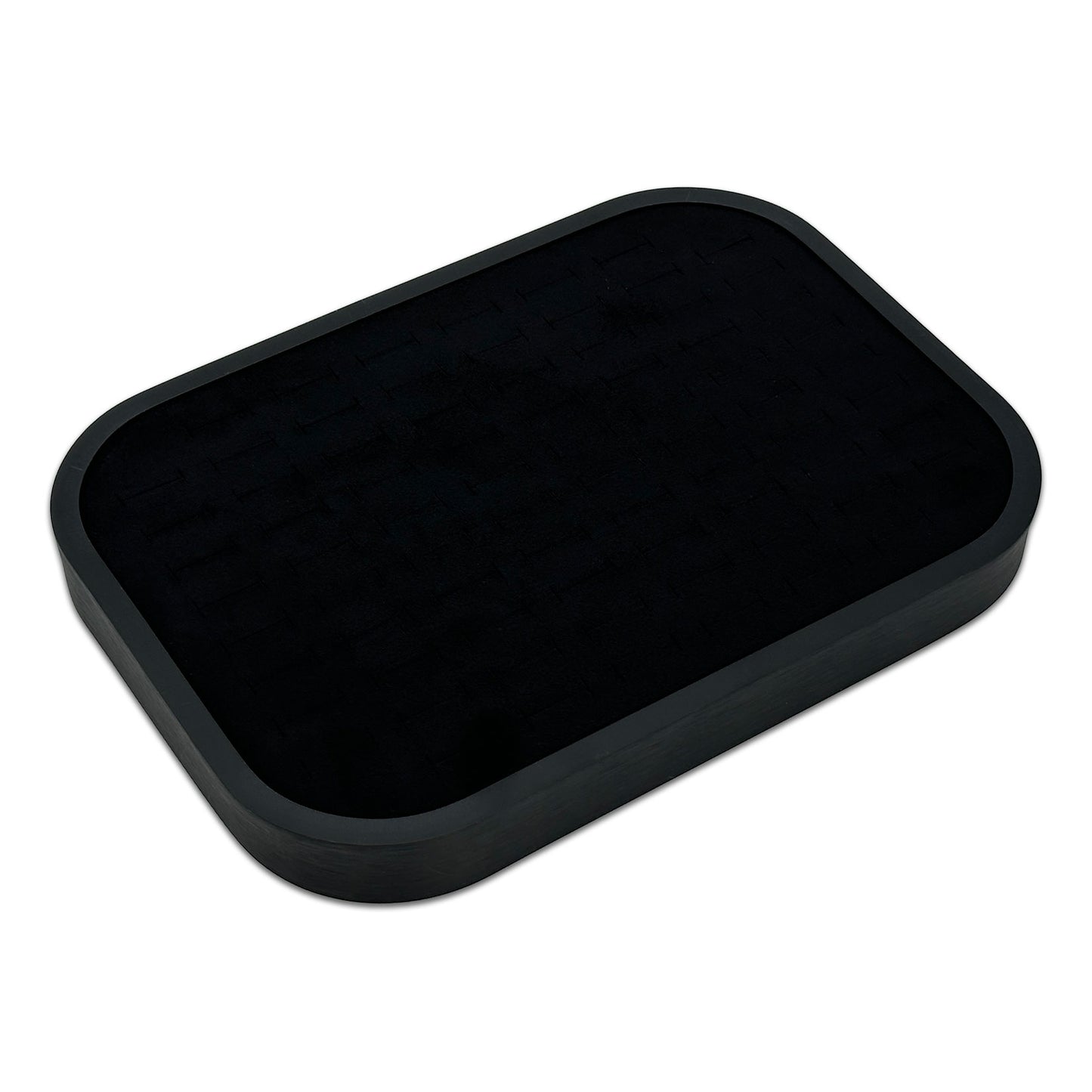 10 5/8" x 7 5/8" Black Brushed Aluminum Black Velvet 76 Ring Display Tray
