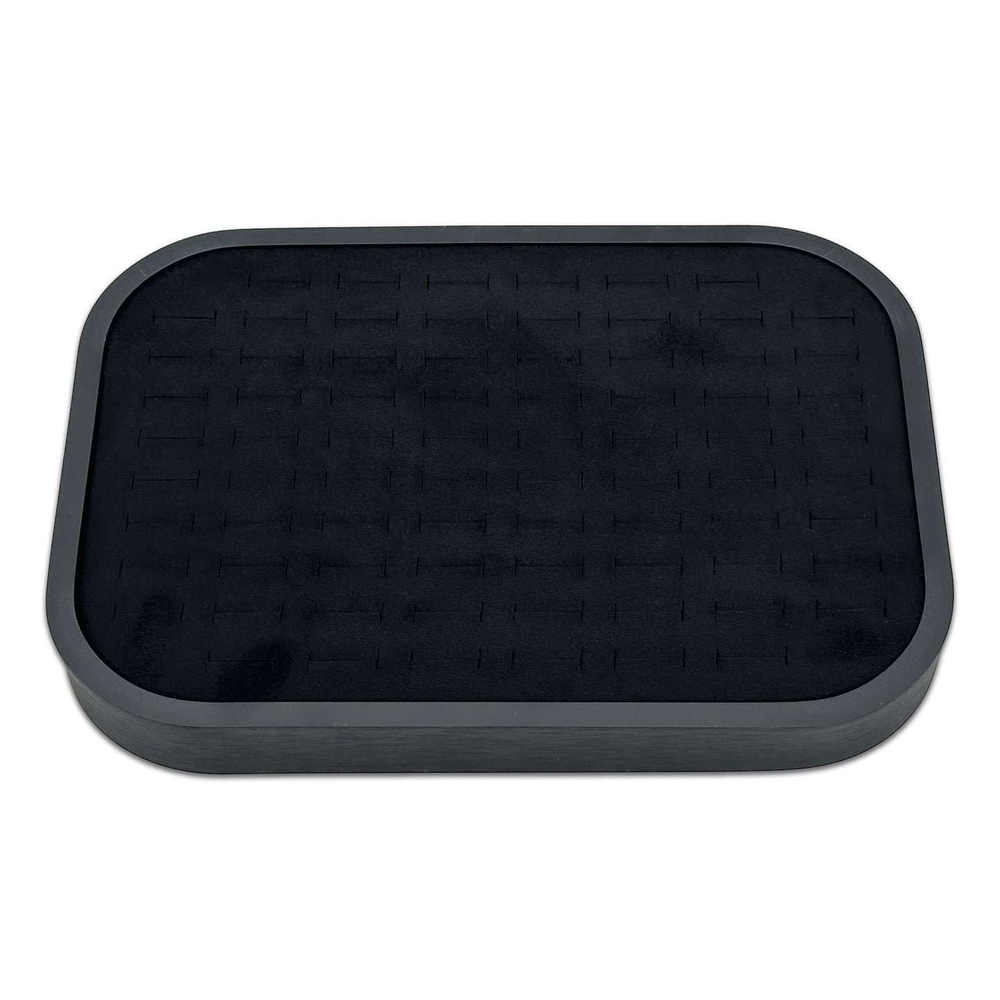10 5/8" x 7 5/8" Black Brushed Aluminum Black Velvet 76 Ring Display Tray