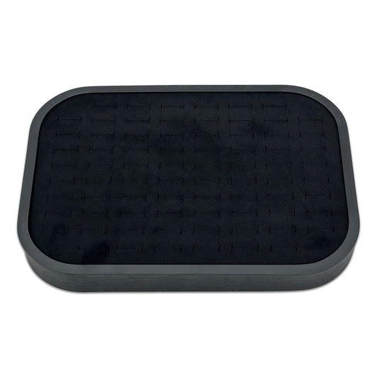 10 5/8" x 7 5/8" Black Brushed Aluminum Black Velvet 76 Ring Display Tray