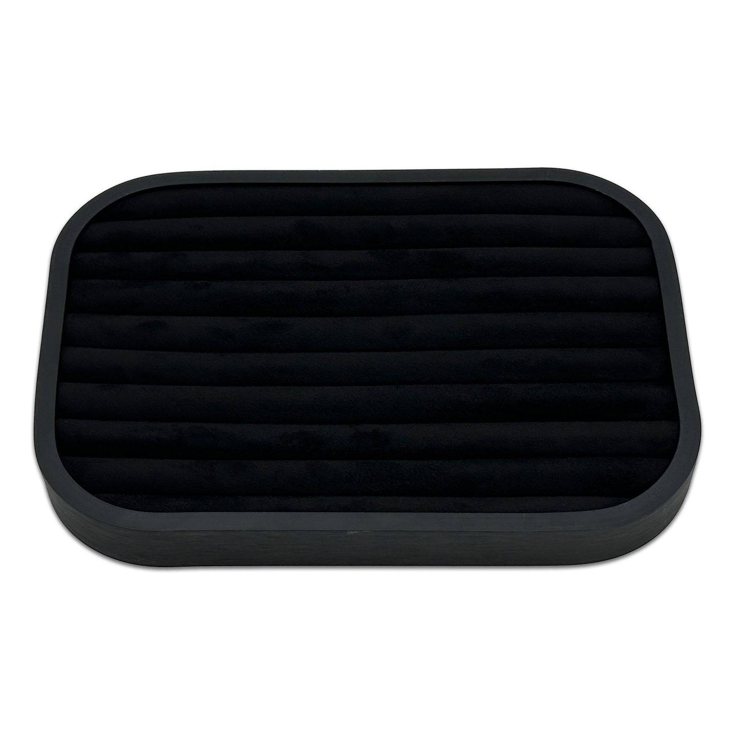 10 5/8" x 7 5/8" Black Brushed Aluminum Black Velvet 9 Row Ring Display Tray