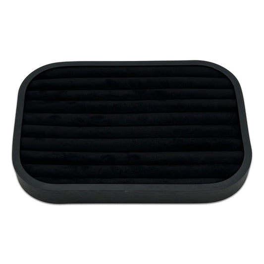 10 5/8" x 7 5/8" Black Brushed Aluminum Black Velvet 9 Row Ring Display Tray