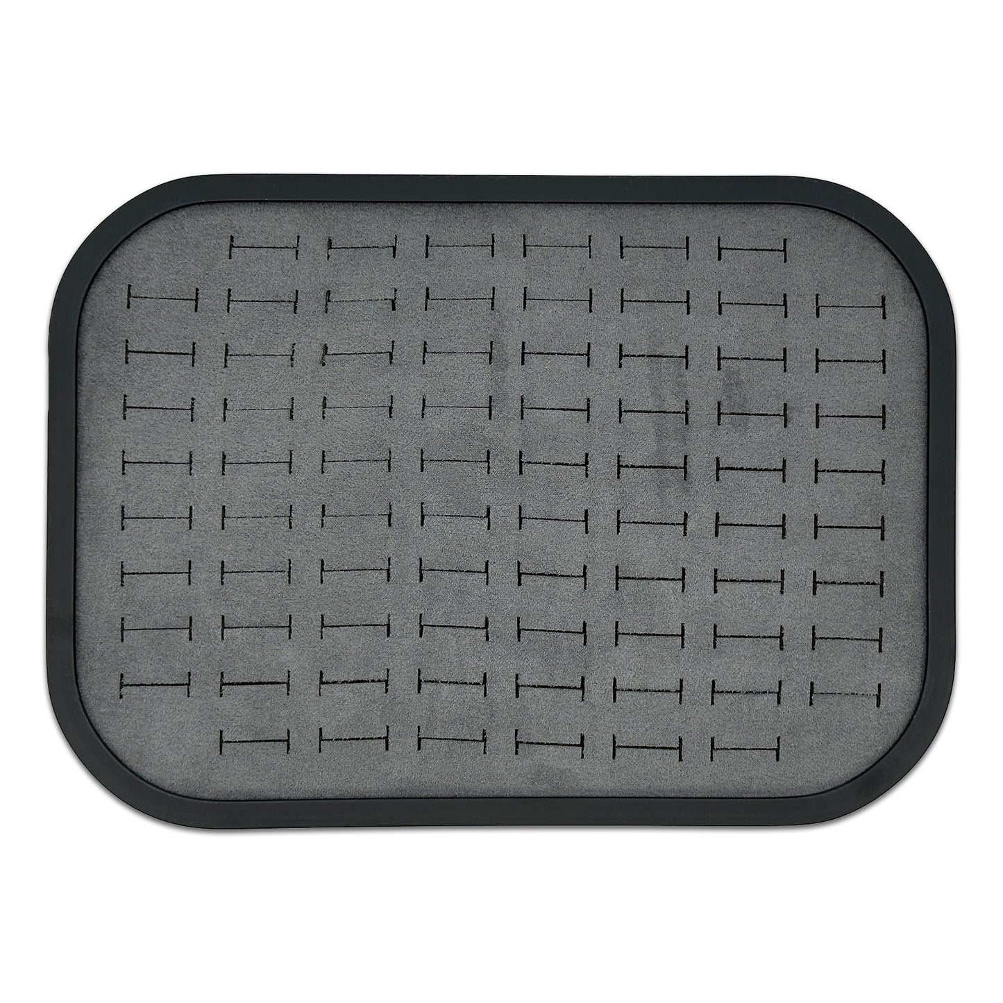 10 5/8" x 7 5/8" Black Brushed Aluminum Gray Velvet 76 Ring Display Tray