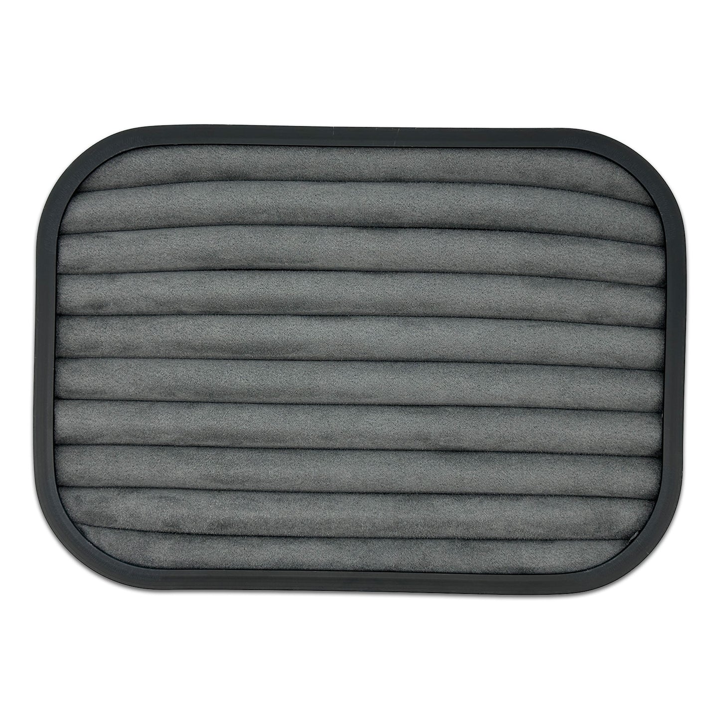 10 5/8" x 7 5/8" Black Brushed Aluminum Gray Velvet 9 Row Ring Display Tray