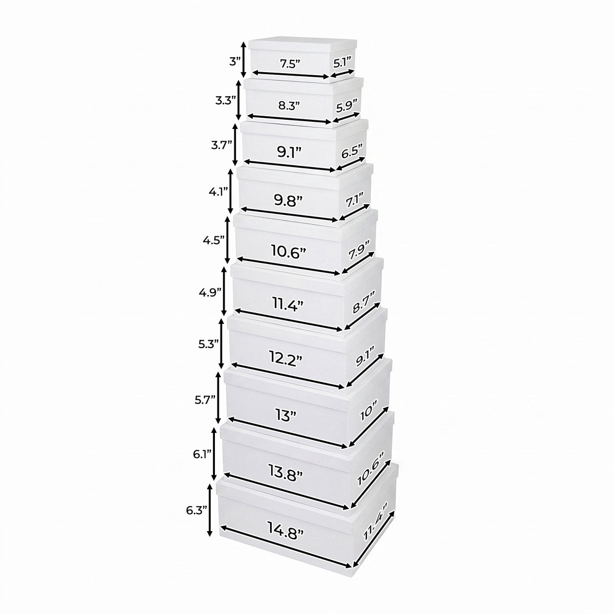 10-Piece White Nested Gift Box Set
