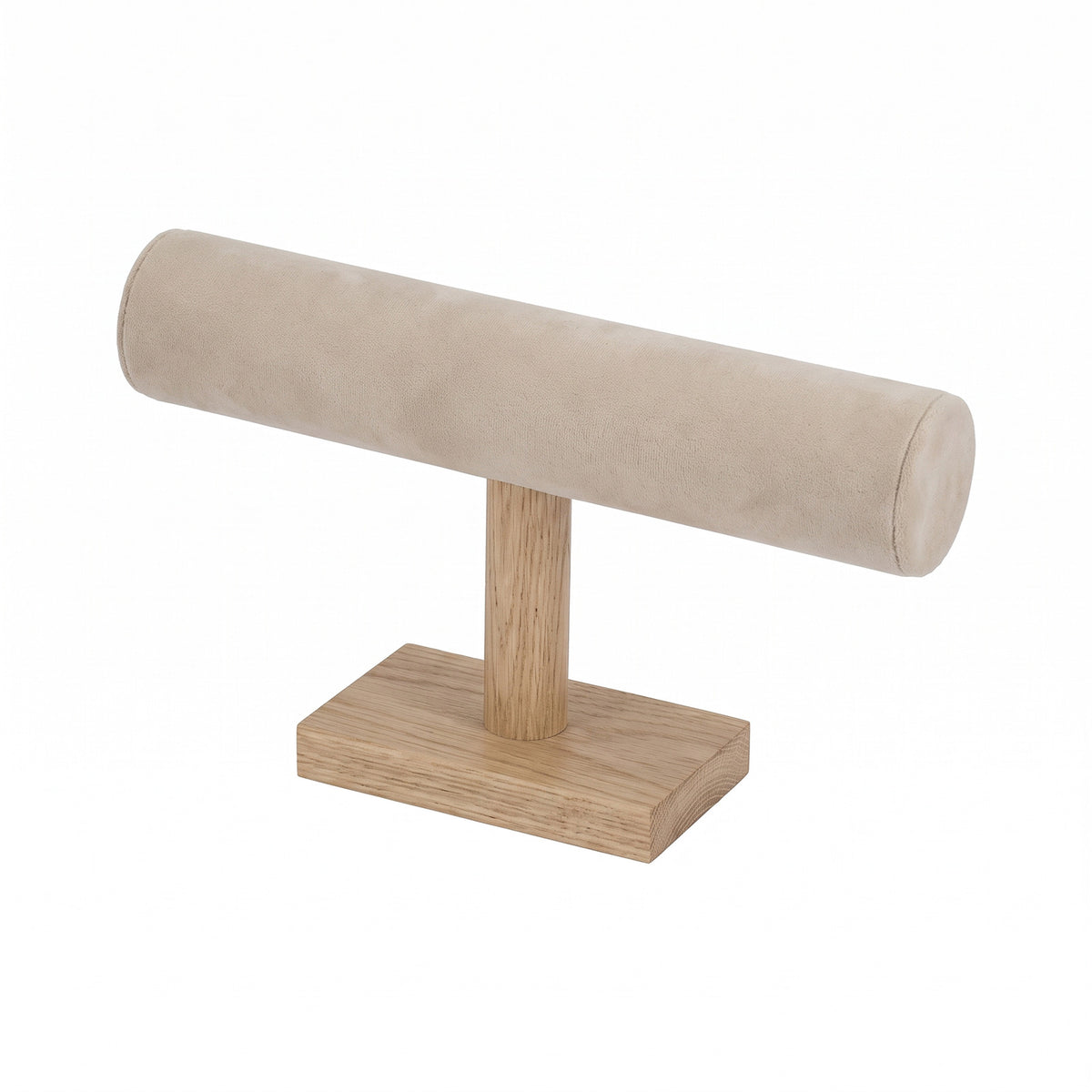10" x 6" Beige Velvet Wood T-Bar Jewelry Display