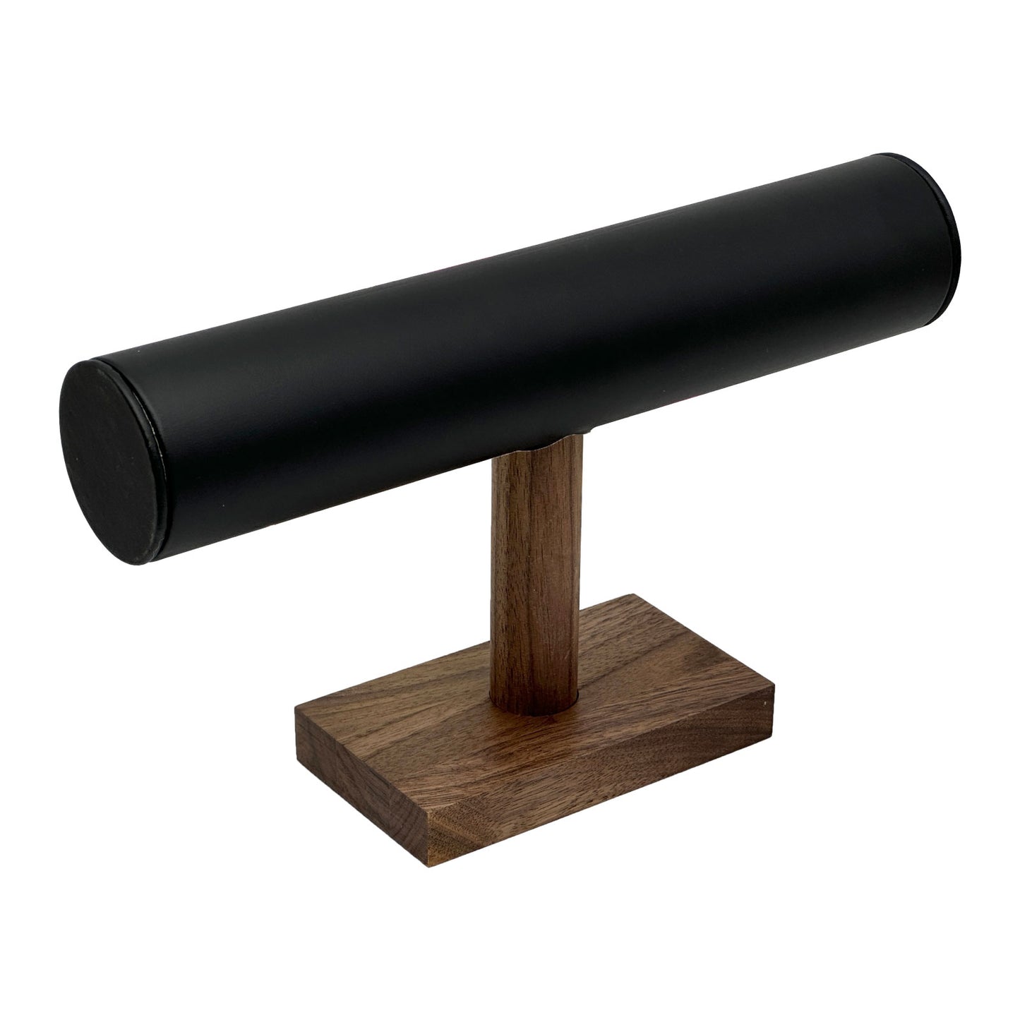 10" x 6" Black Leatherette Walnut T-Bar Jewelry Display