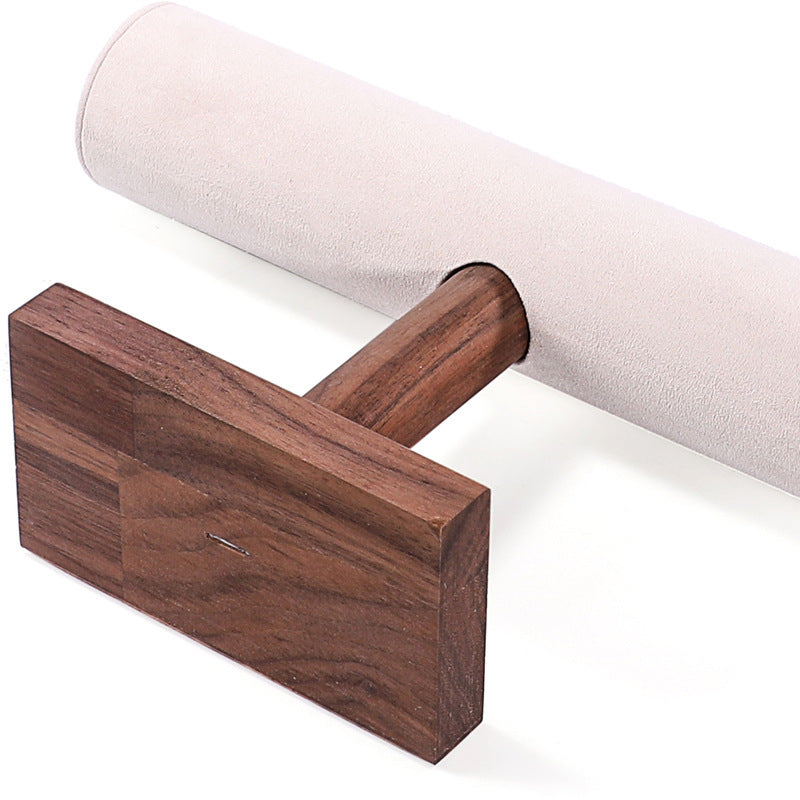 10" x 6" Cream Microfiber Walnut T-Bar Jewelry Display