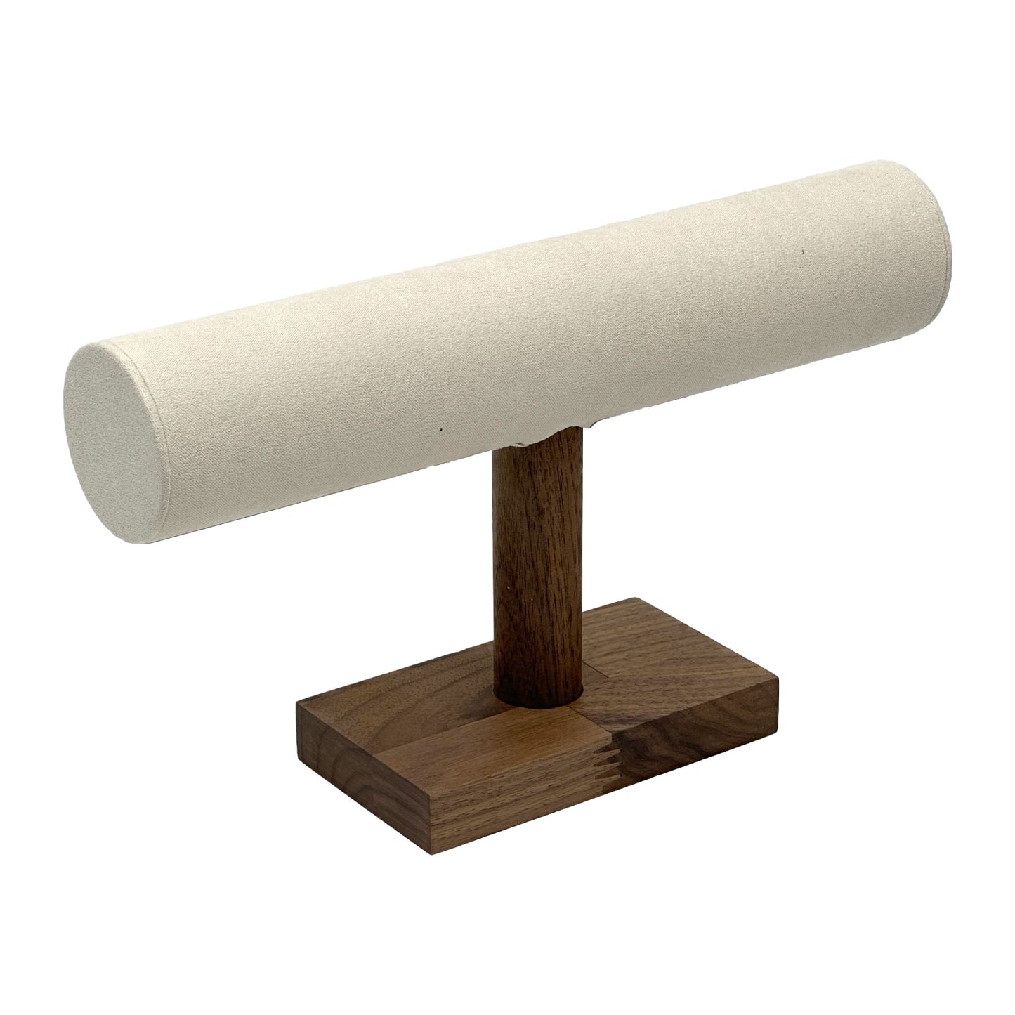 10" x 6" Cream Microfiber Walnut T-Bar Jewelry Display