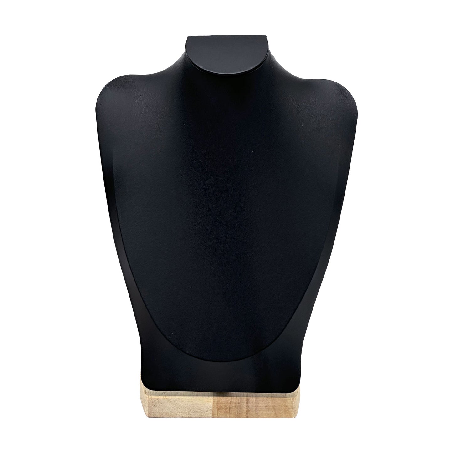 11 1/2" Black Leatherette Light Oak Base Necklace Bust Display