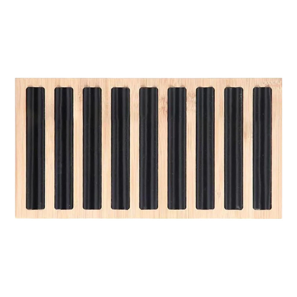 11.5" x 6" Wood Black Velvet 9 Row Ring Display Stand