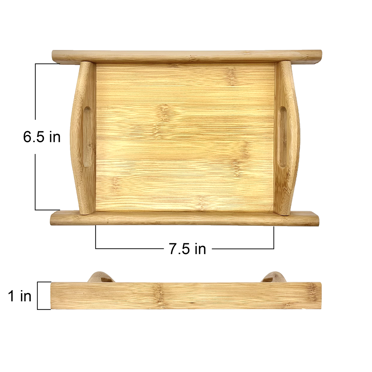 11.5" x 7.5" Natural Bamboo Serving Tray with Handles