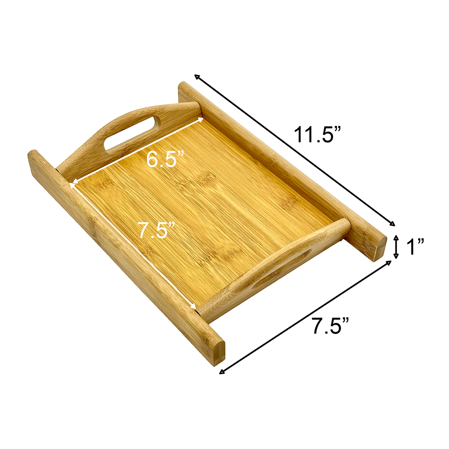 11.5" x 7.5" Natural Bamboo Serving Tray with Handles