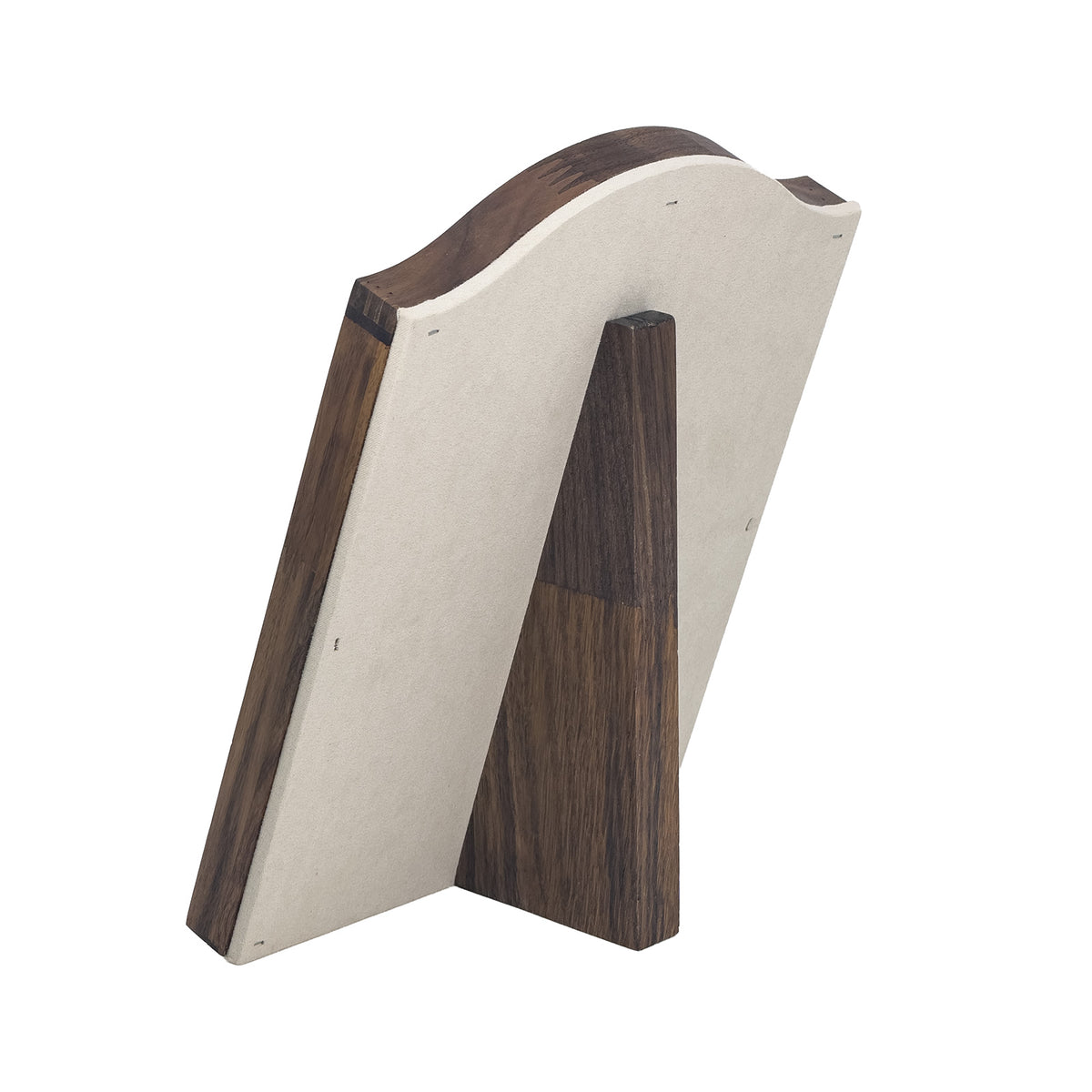 11" x 5" Beige Velvet Walnut Wood Ring Display Board