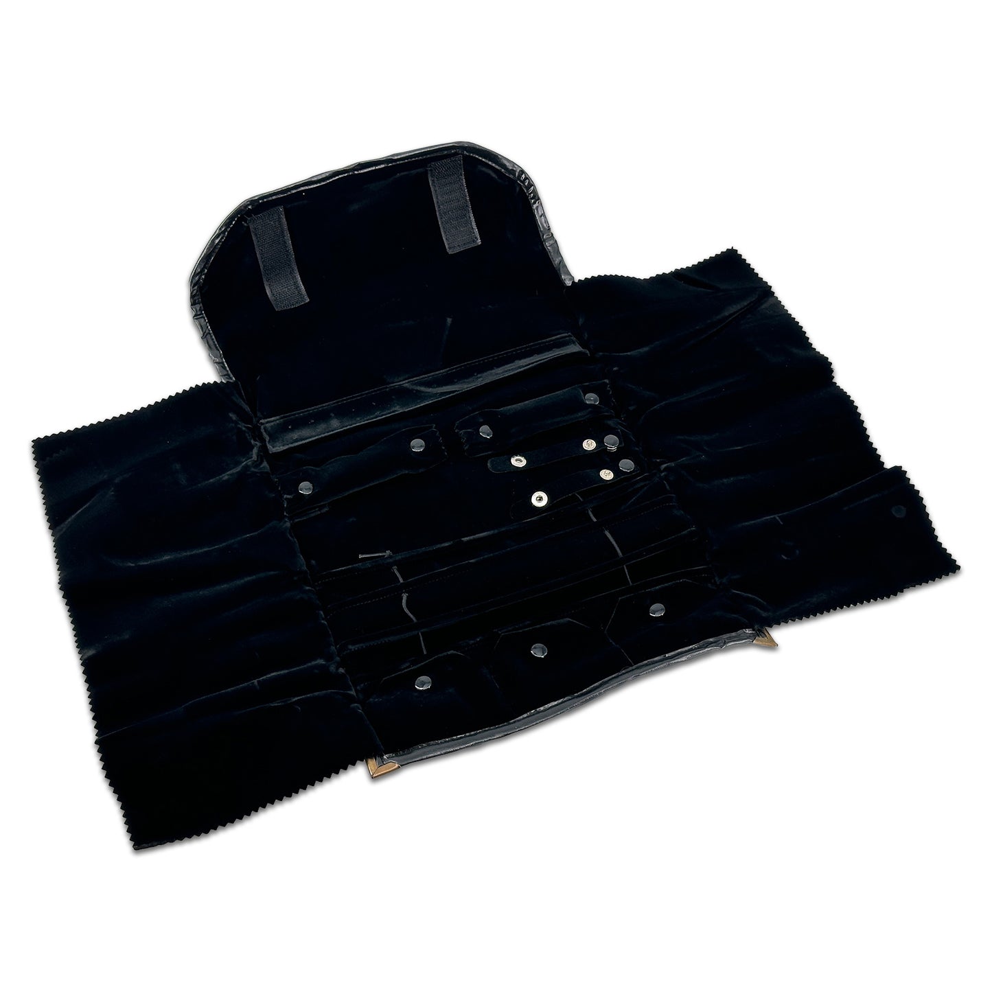 11" x 8 1/2" Black Velvet Combination Travel Jewelry Case Roll
