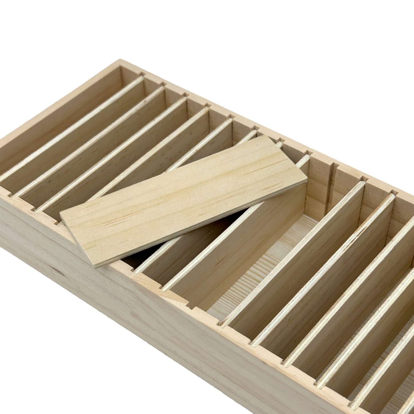 12 1/2" x 5 1/2" x 1 3/4" Natural Wood Jewelry Display Tray with Removable Dividers