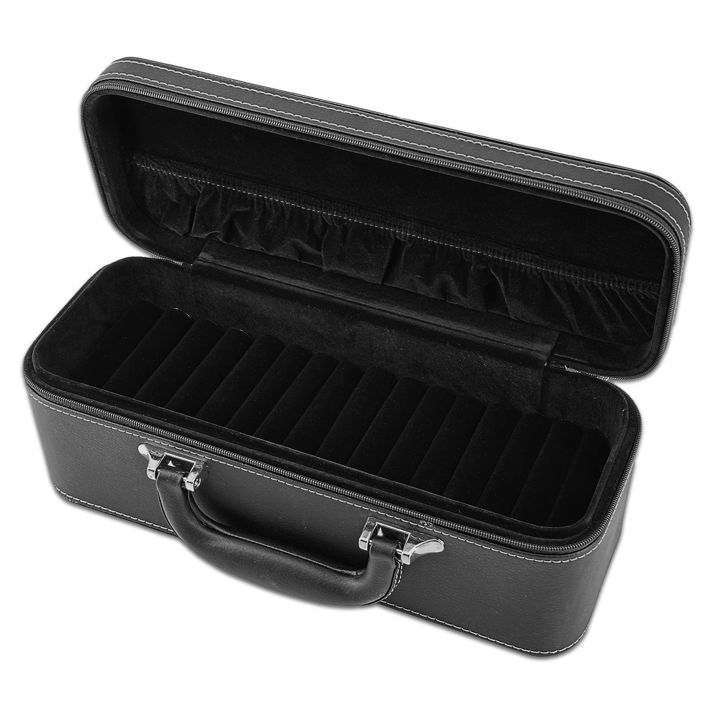 12" x 4 1/2" Black Leatherette Jewelry Travel Case
