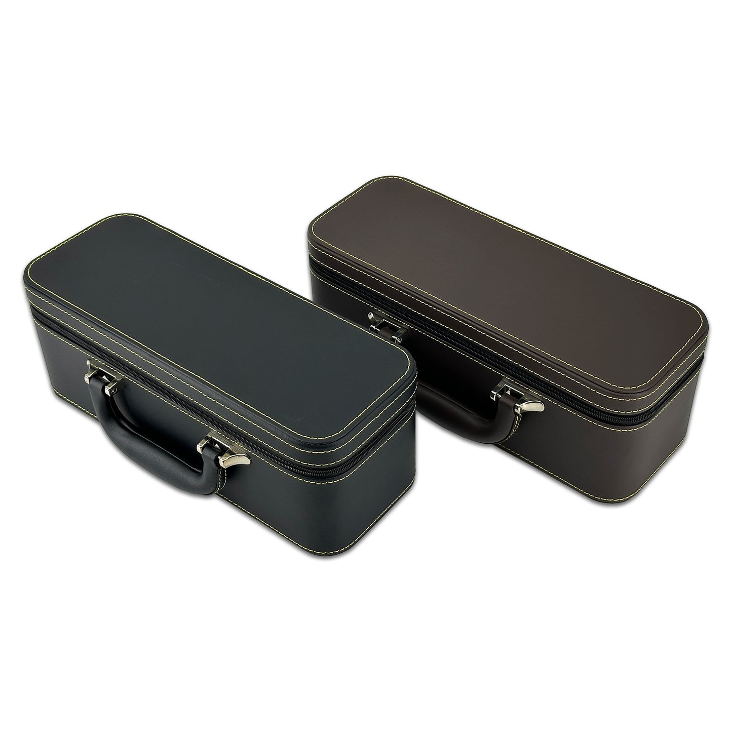 12" x 4 1/2" Brown Leatherette Jewelry Travel Case