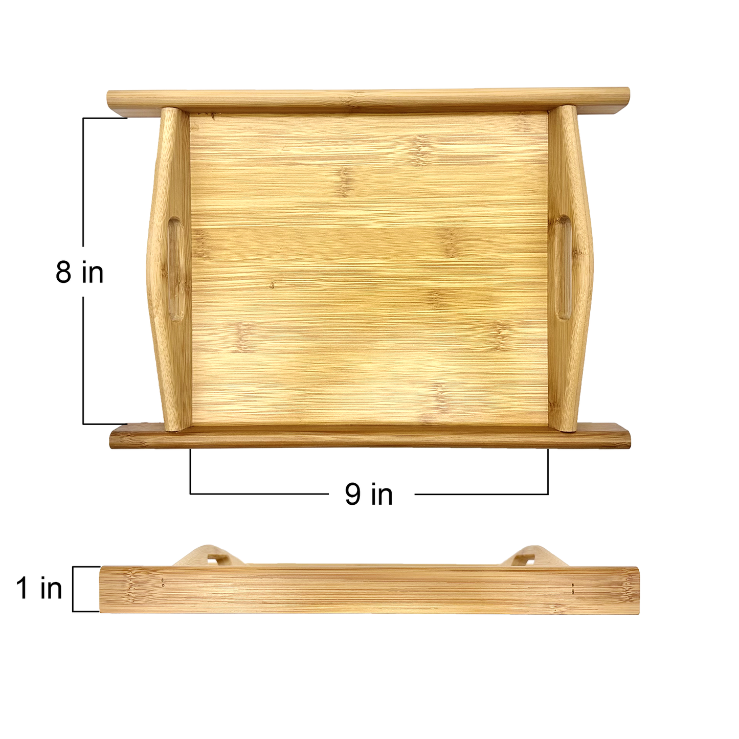 13" x 9" Natural Bamboo Serving Tray with Handles