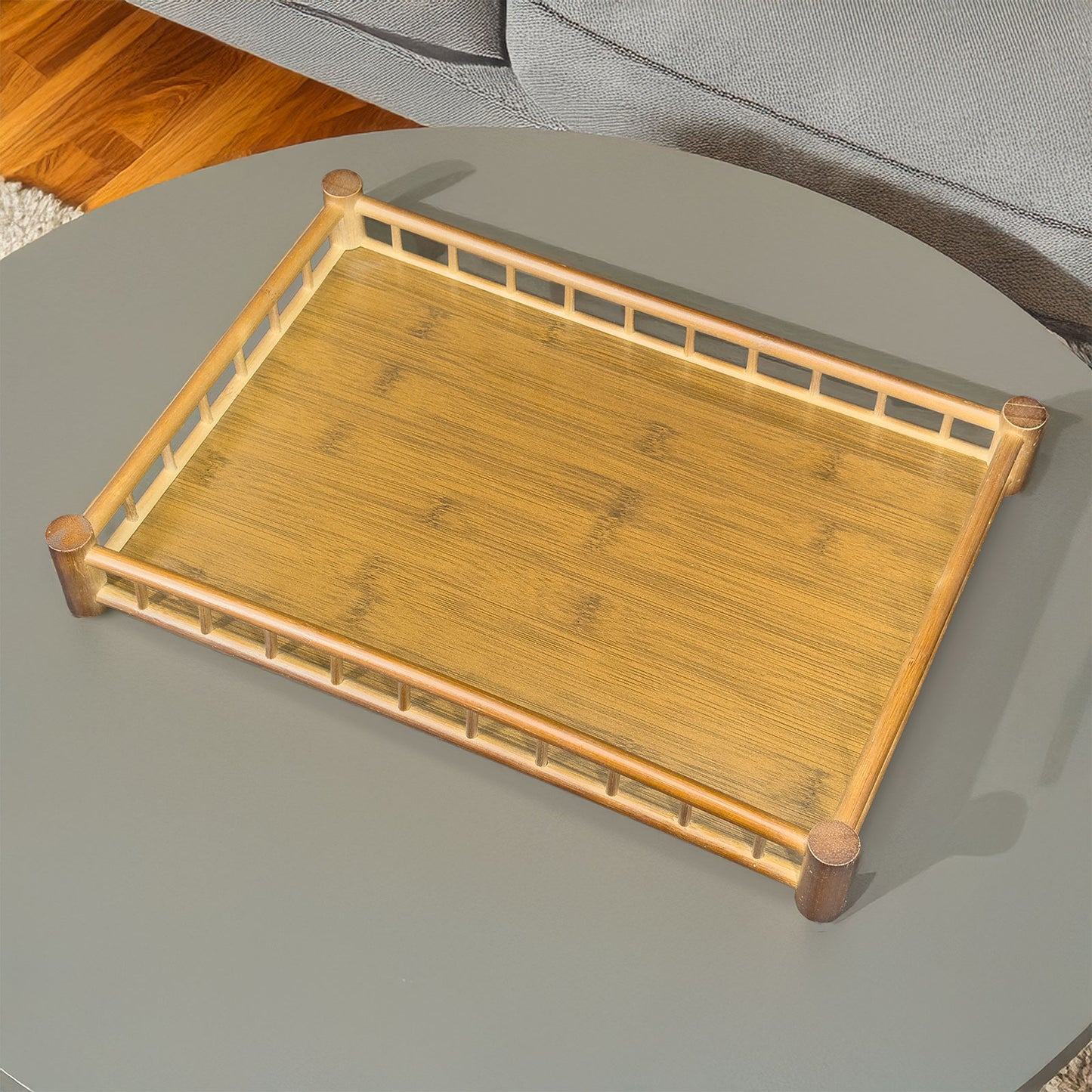 14 1/4" x 10" MDF Wood Tea Cup Serving Tray