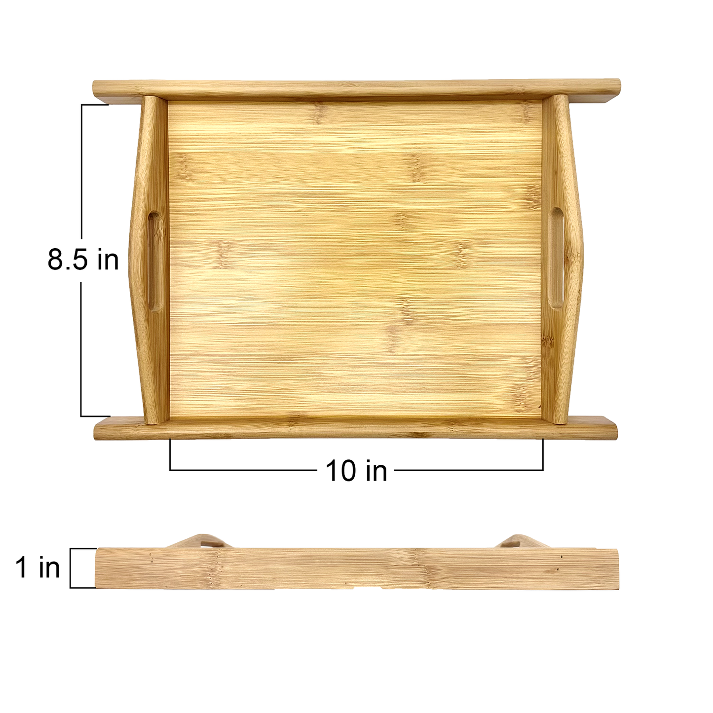 14" x 10" Natural Bamboo Serving Tray with Handles