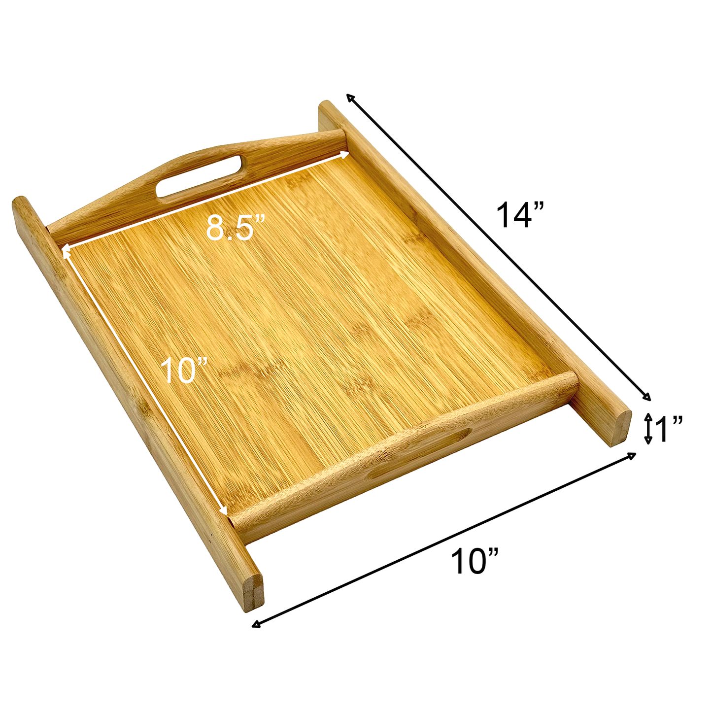 14" x 10" Natural Bamboo Serving Tray with Handles