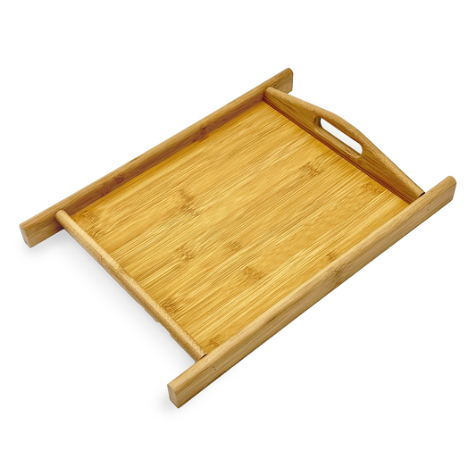 14" x 10" Natural Bamboo Serving Tray with Handles