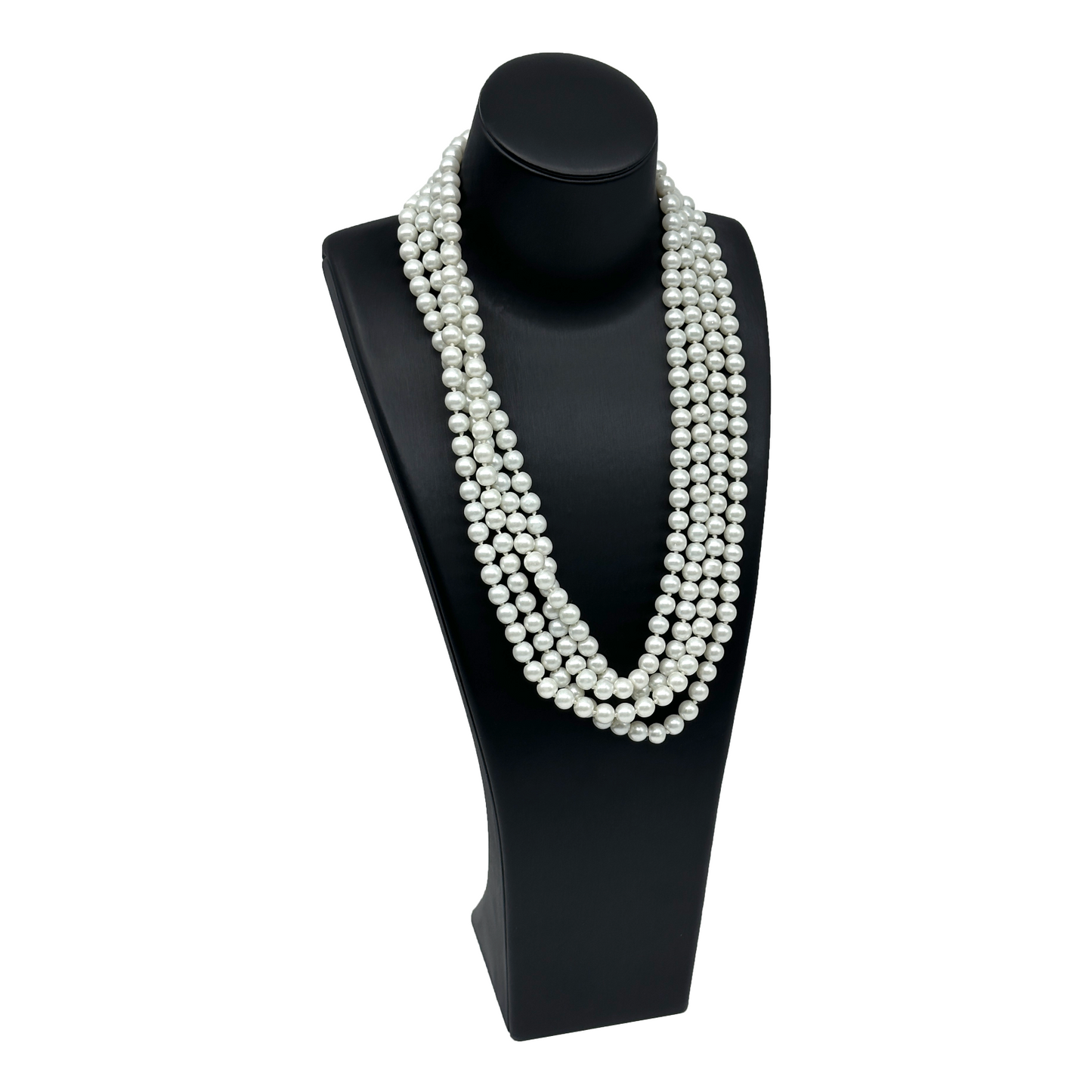 15 1/2" Black PU Linen Texture Necklace Bust Display