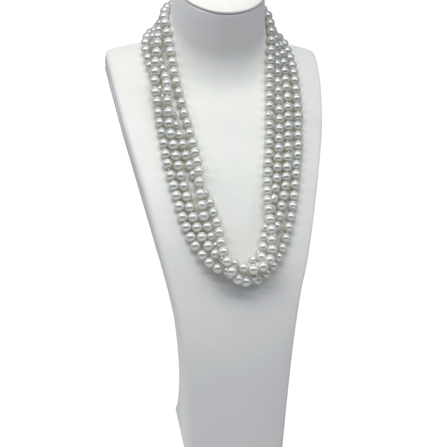 15 1/2" White PU Linen Texture Necklace Bust Display
