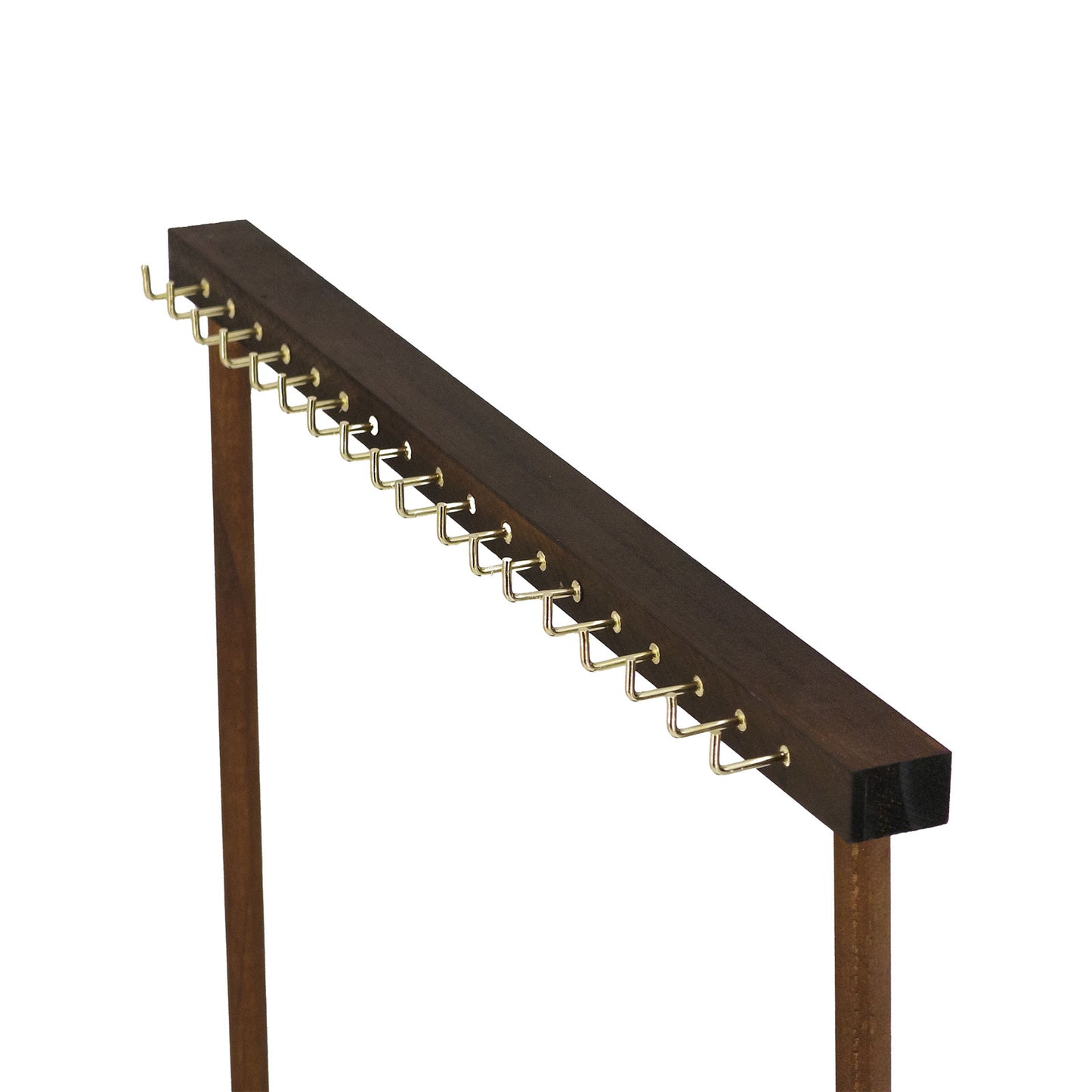 15 3/4" x 15 3/4" Dark Wood Jewelry Display Stand with 18 Hooks