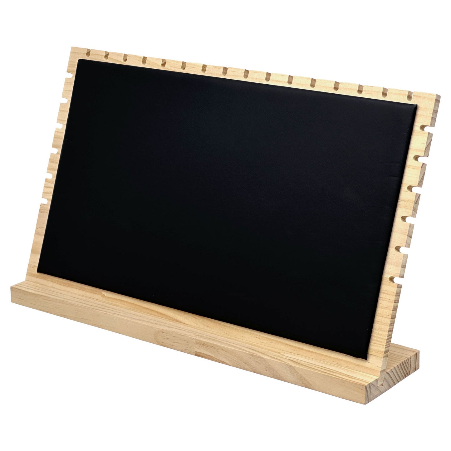 15 3/4" x 9 1/2" Natural Wood Black Leatherette Easel Jewelry Display
