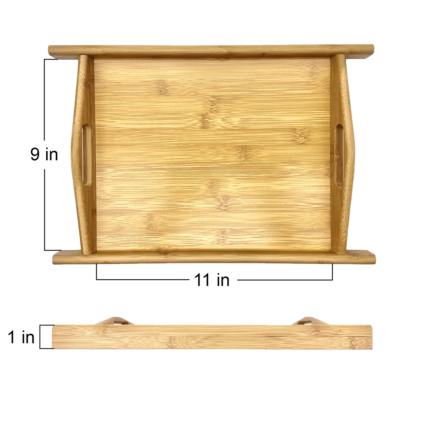 15" x 10" Natural Bamboo Serving Tray with Handles