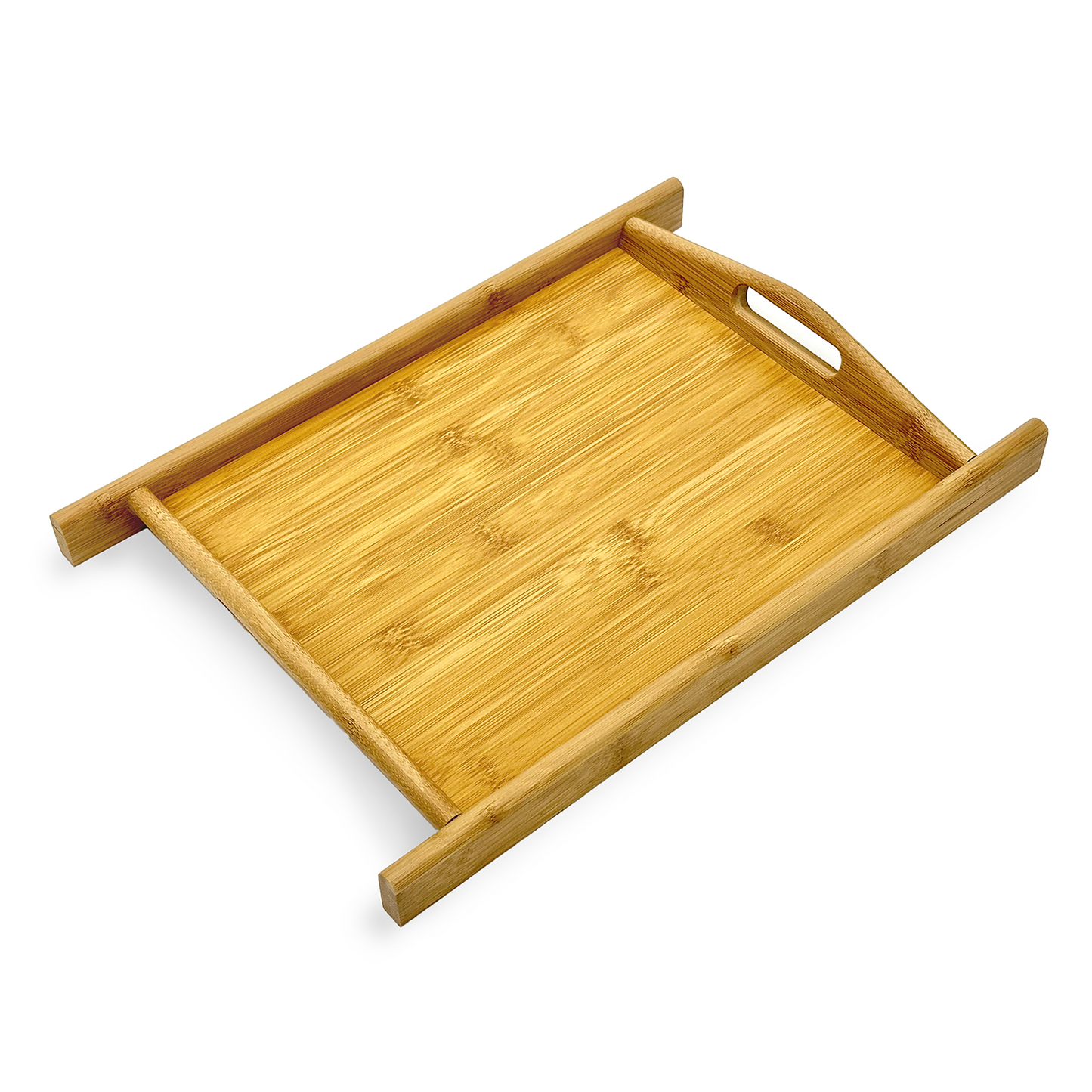 15" x 10" Natural Bamboo Serving Tray with Handles