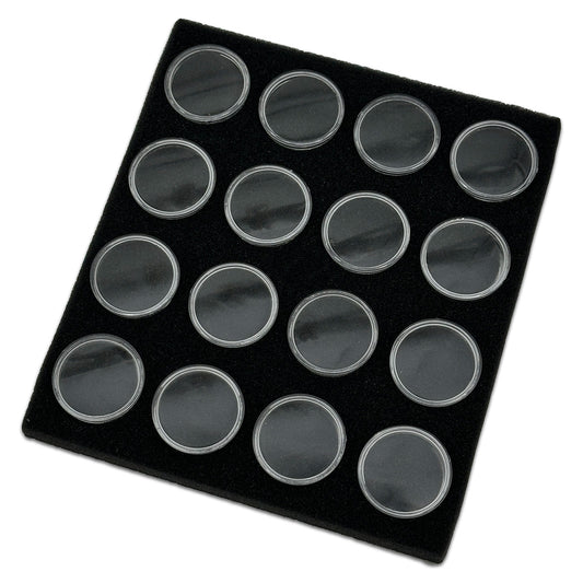 16 Piece Black Foam Gemstone Jars