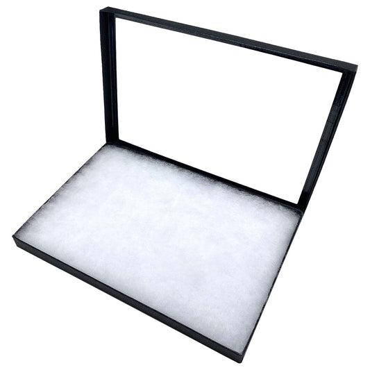 16" x 12" x 1" Black Glass Top Gem Tray with Poly-Fill Wadding