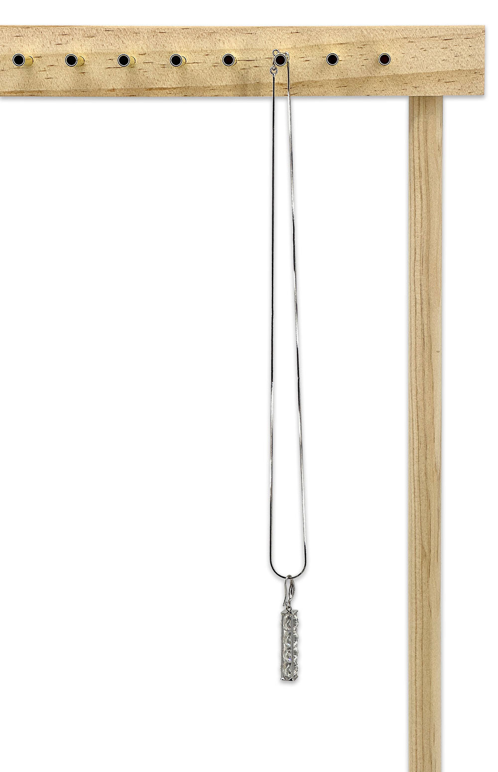 16" x 13" Two-Sided Pine Wood Necklace Display Stand with 32 Pegs
