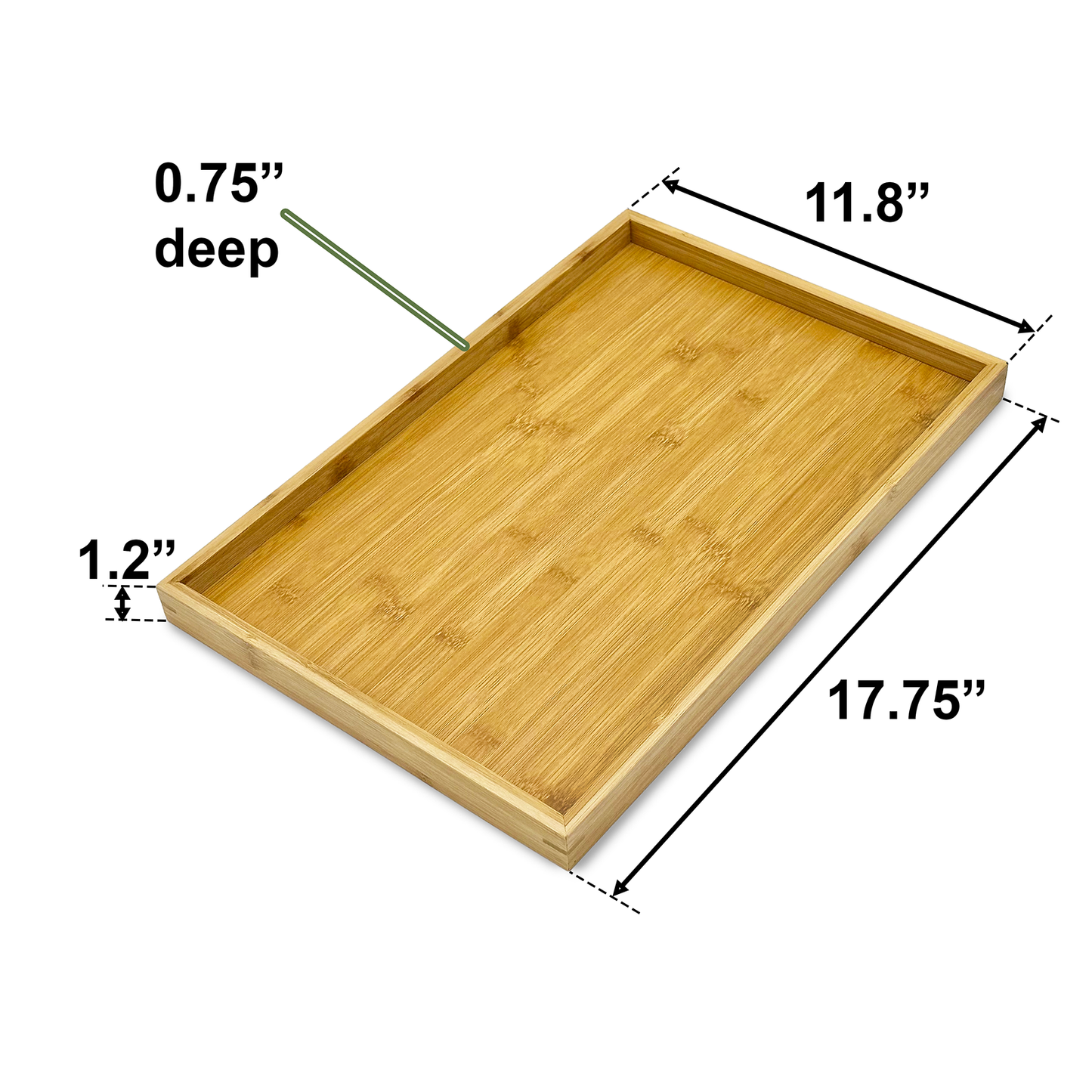 17.75" x 11.8" Rectangular Bamboo Jewelry Organizer Tray