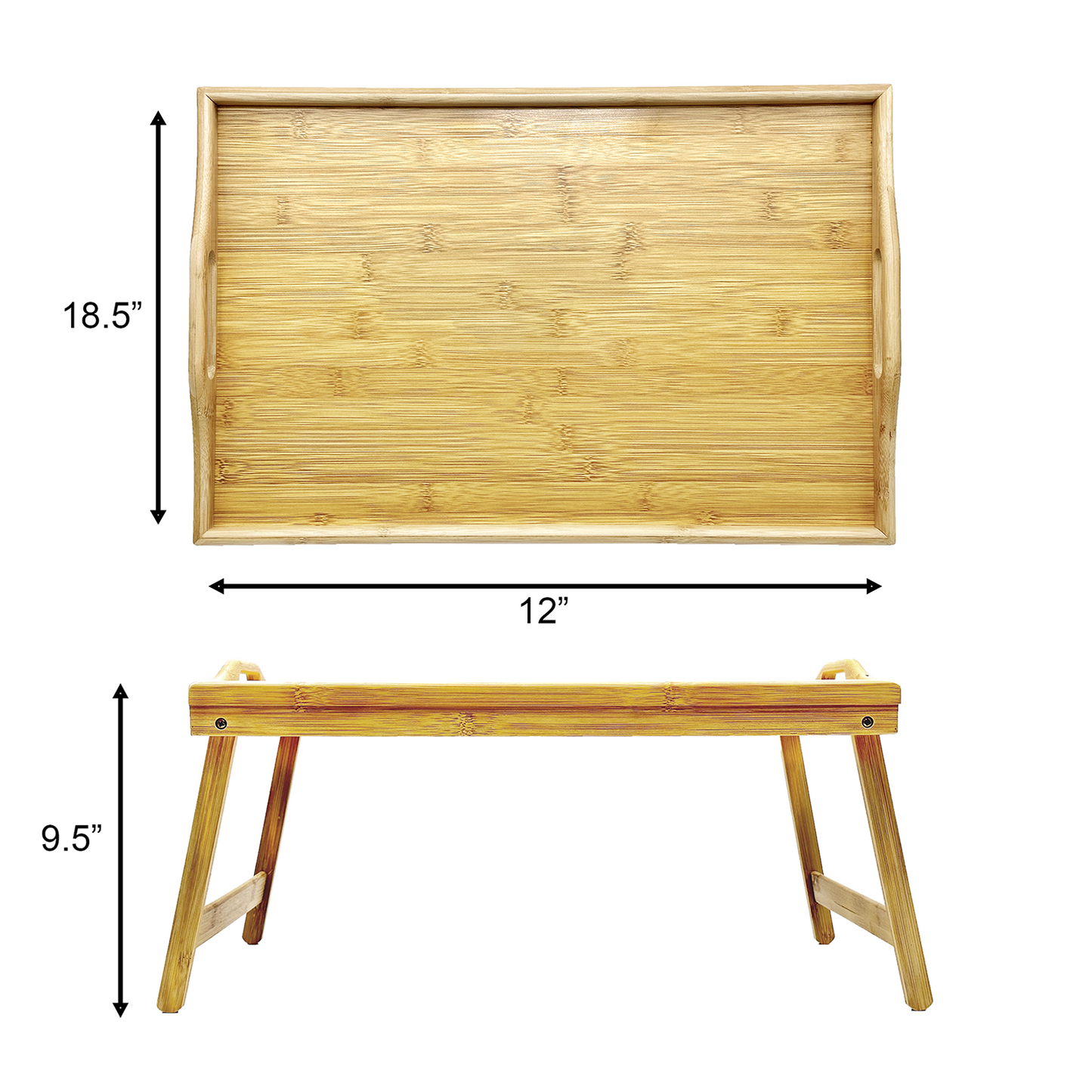 18.5" x 12" Natural Bamboo Folding Tray Table