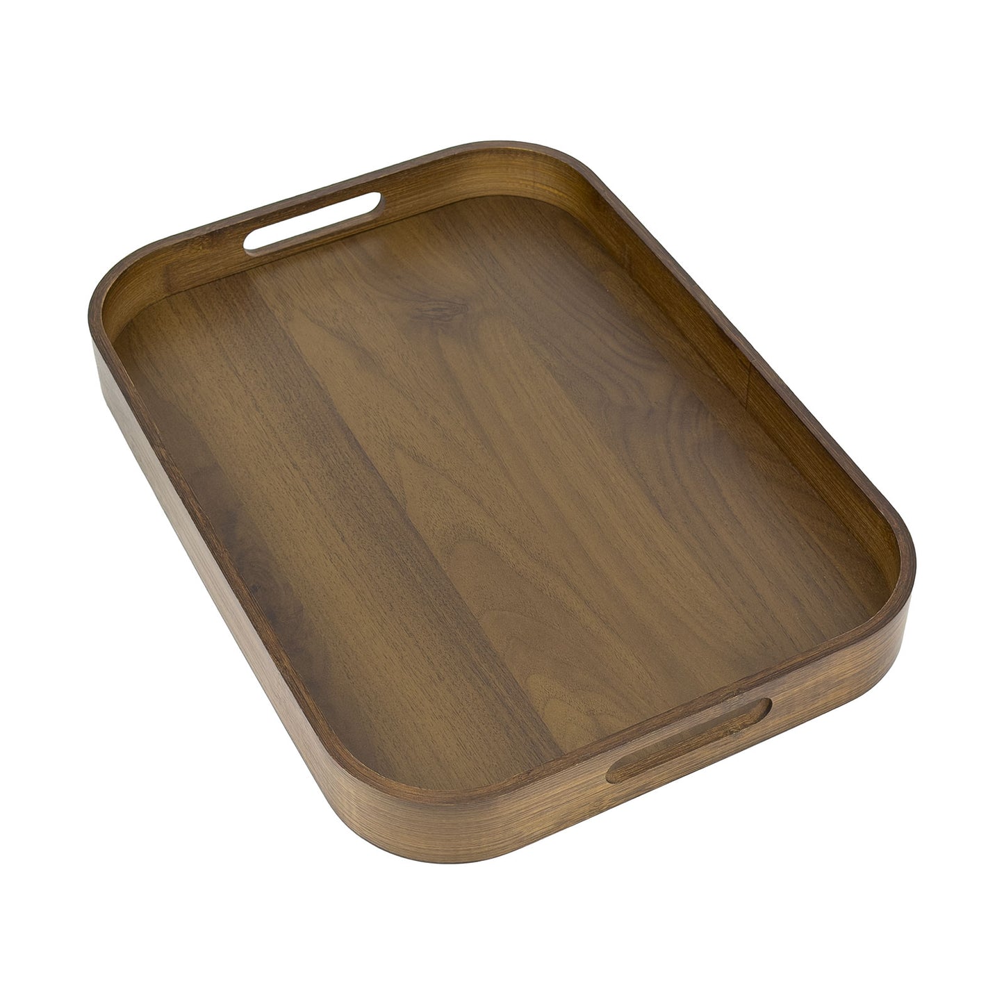 18" x 13" Dark Wood Serving Tray with Handles