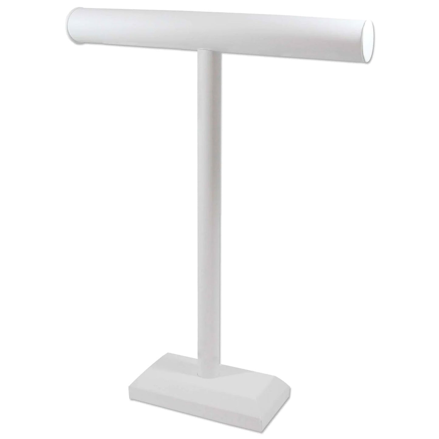 18"H White Leatherette Single Round T-Bar Jewelry Display