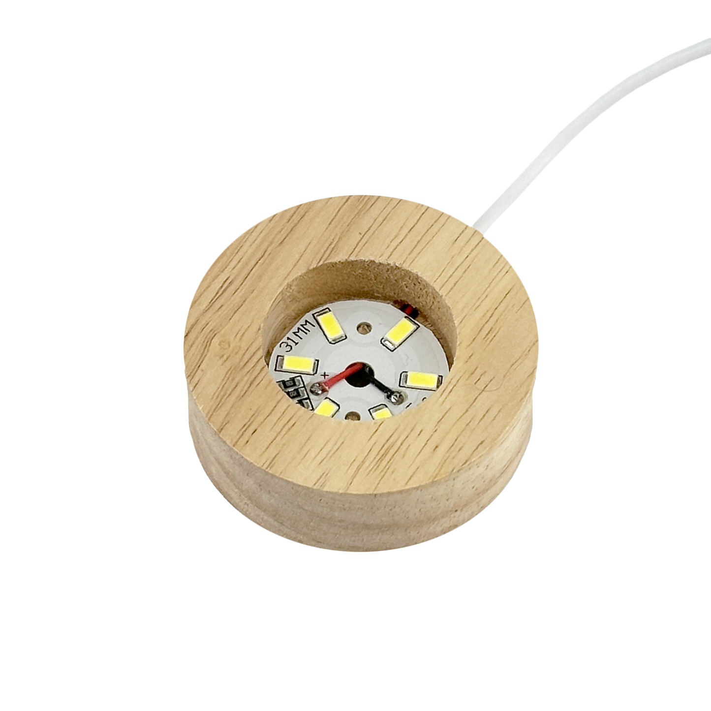 2 1/4" Round Wood Base White LED Light with Switch (2-Pack)