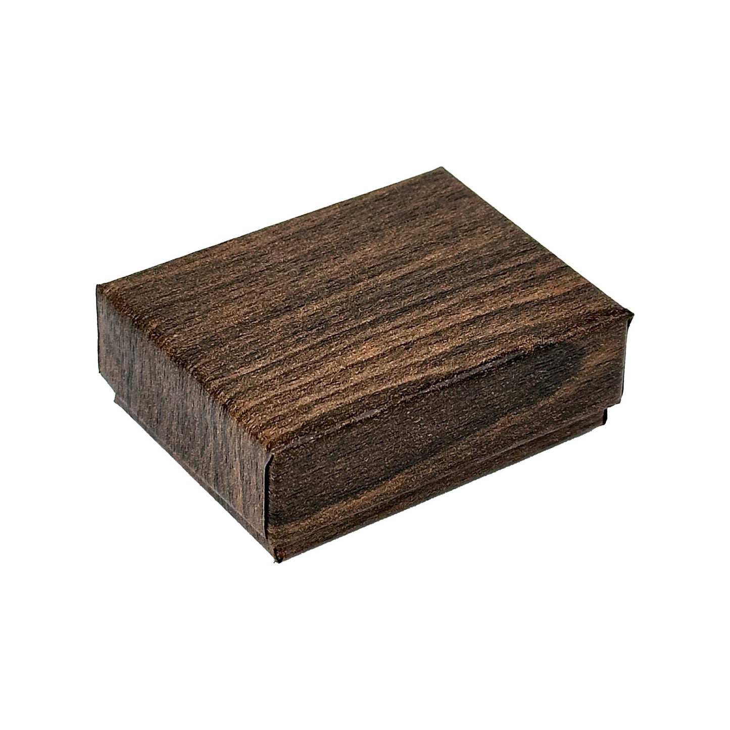 2 1/8" x 1 5/8" Wood Grain Pattern Paper Earring Box with Black Foam Insert