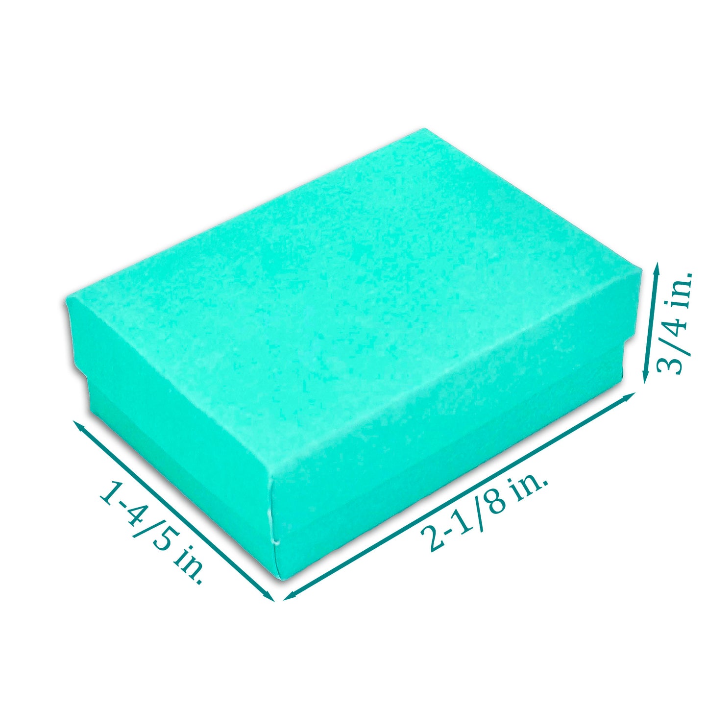2 1/8" x 1 5/8" x 3/4" Teal Green Cotton Filled Paper Box