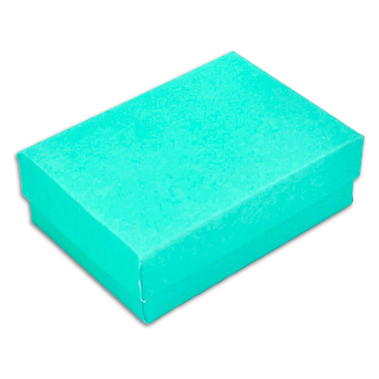 2 1/8" x 1 5/8" x 3/4" Teal Green Cotton Filled Paper Box